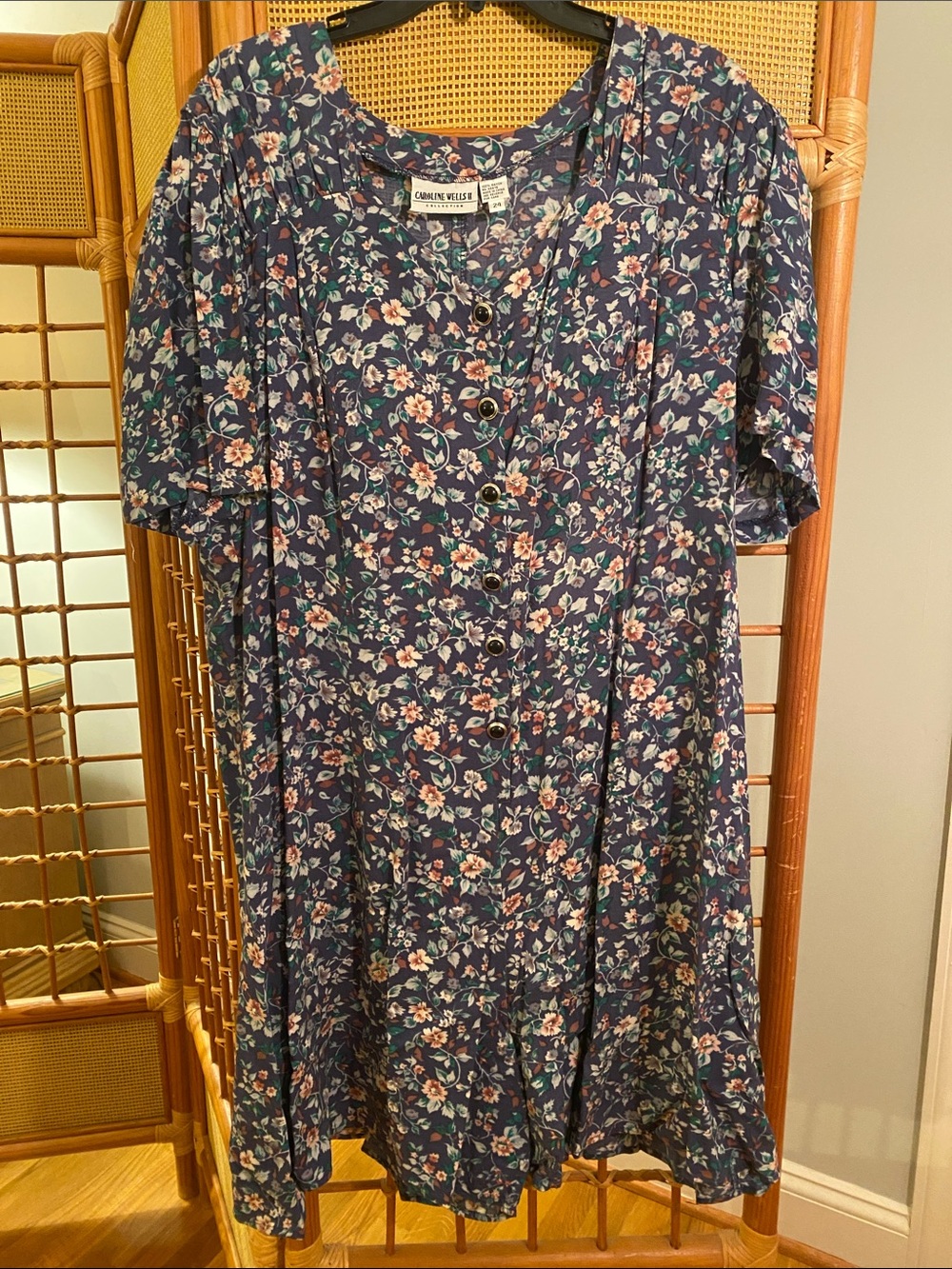 Caroline Russell Navy Floral Button-Front Romper